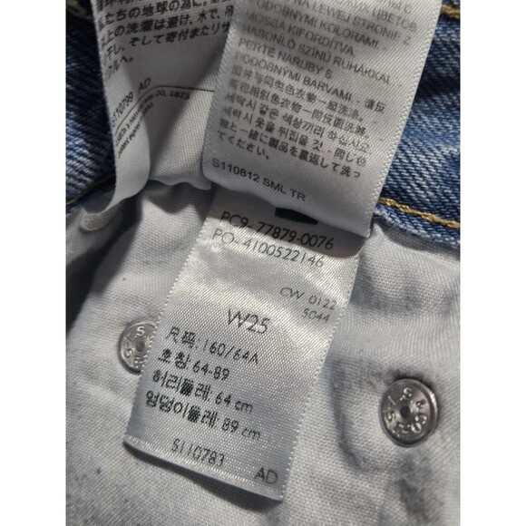 Levi's (Size 25) Denim Ribcage Shorts Medium Wash Cutoff Buttonfly High Waist - Picture 7 of 13